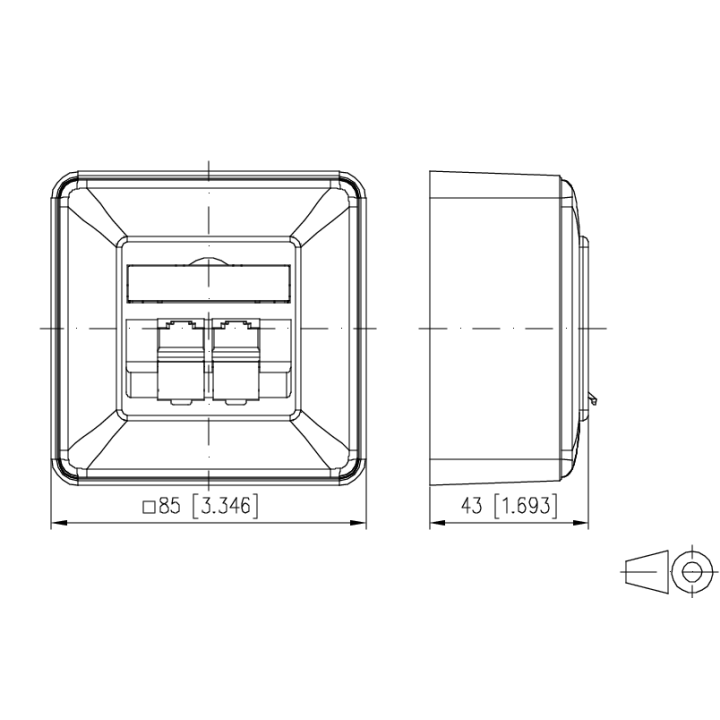 Metz Connect Netzwerkdose 130C380002I, CAT 6A, 2 port 8/8(8)-Anschlüsse, Aufputz, reinweiß