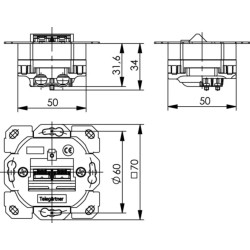 Telegärtner Netzwerkdose 100022956, CAT 6A, 2 port 8/8(8)-Anschlüsse, ohne Abdeckung