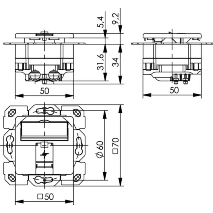 Telegärtner Netzwerkdose 100022959 E-DAT Cat.6A, 1Port UP0 Anschlüsse,  Unterputz, alpinweiß