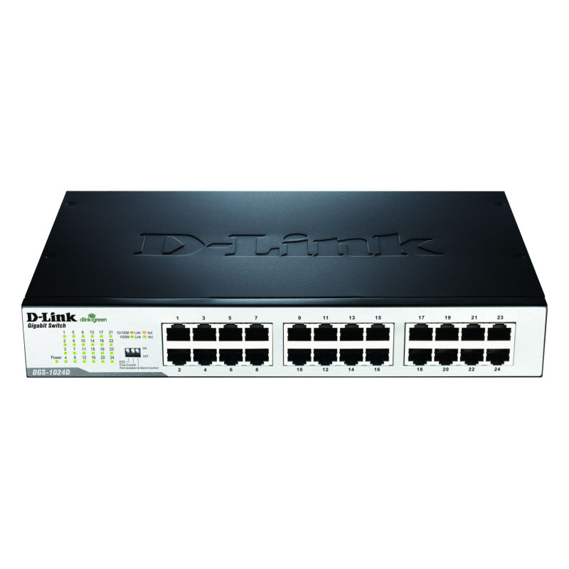 D-Link DGS-1024D/E 24-Port, 24x10/100/1000Mbit Gigabit Switch, Layer2, mit 19" Montage-Kit