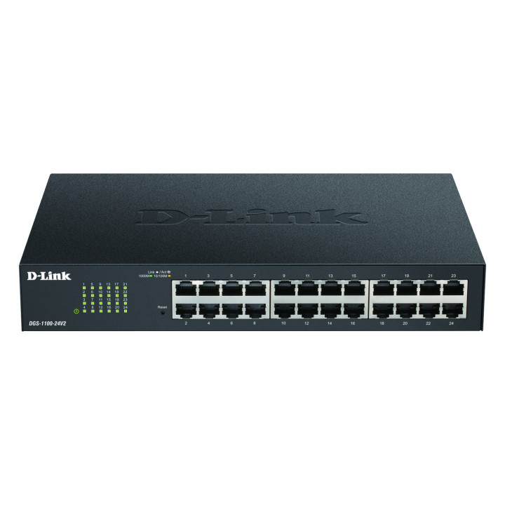D-Link DGS-1100-24V2/E, 24-Port, 24x10/100/1000Mbit Gigabit Switch, Layer2 Smart, mit 19" Montage-Kit