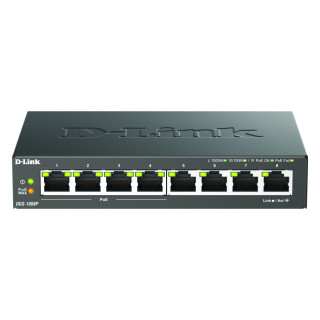 D-Link DGS-1008P/E, 8-Port, 8-Port, 8x10/100/1000Mbit, Gigabit Ethernet Switch POE