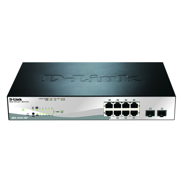 D-Link DGS-1210-10P/E, 10-Port, 10x10/100/1000Mbit, Gigabit Ethernet Switch POE Smart, Layer 2