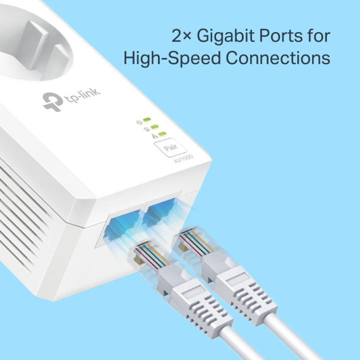 TP-LINK TL-PA7027P Starter-Kit Powerlan-Adapter, 2-Port Duo Set, 1000MBit/s