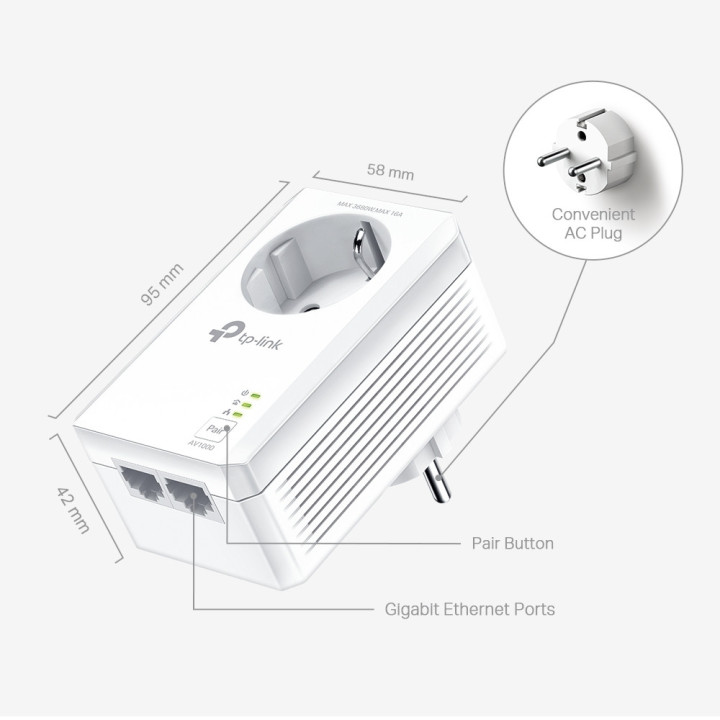 TP-LINK TL-PA7027P Starter-Kit Powerlan-Adapter, 2-Port Duo Set, 1000MBit/s