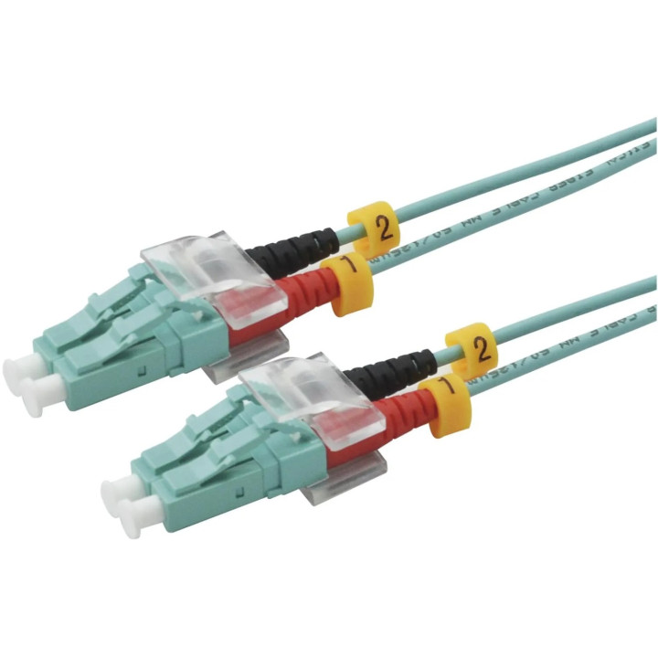 Lichtwellenkabel, LC-Duplex Stecker - LC-Duplex Stecker UPC OM3, 50/125 µm, 5,0 m, Aqua ( Türkis )