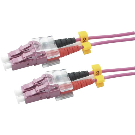 Lichtwellenkabel, LC-Duplex Stecker - LC-Duplex Stecker UPC OM4, 50/125 µm, 1,0 m, Erika Violett