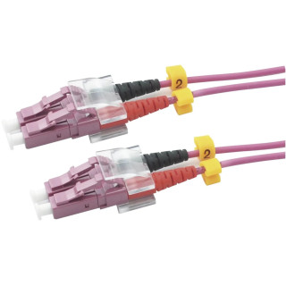 Lichtwellenkabel, LC-Duplex Stecker - LC-Duplex Stecker UPC OM4, 50/125 µm, 2,0 m, Erika Violett
