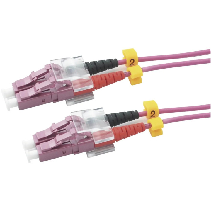 Lichtwellenkabel, LC-Duplex Stecker - LC-Duplex Stecker UPC OM4, 50/125 µm, 10,0 m, Erika Violett