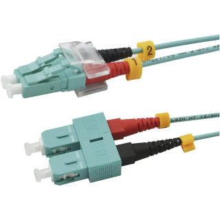 Lichtwellenkabel, LC-Duplex Stecker - SC-Duplex Stecker UPC OM3, 50/125 µm, 10,0 m, Aqua ( Türkis )