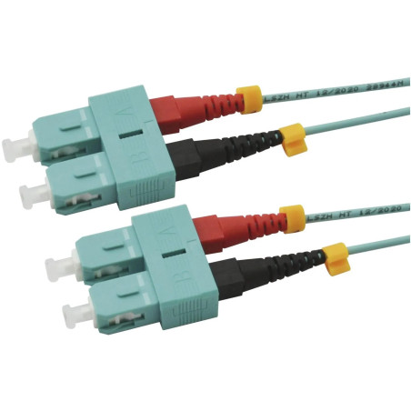 Lichtwellenkabel, SC-Duplex Stecker - SC-Duplex Stecker UPC OM3, 50/125 µm, 1,0 m, Aqua ( Türkis )