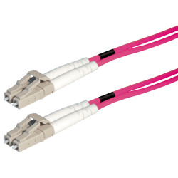 Lichtwellenkabel, LC-Duplex Stecker - LC-Duplex Stecker UPC OM4, 50/125 µm, 15,0 m, Erika Violett