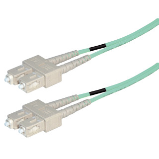 Lichtwellenkabel, SC-Duplex Stecker - SC-Duplex Stecker UPC OM4, 50/125 µm, 20,0 m, Aqua ( Türkis )