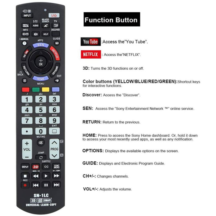 Universalfernbedienung für Sony mit Lernfunktion, SN-1LC