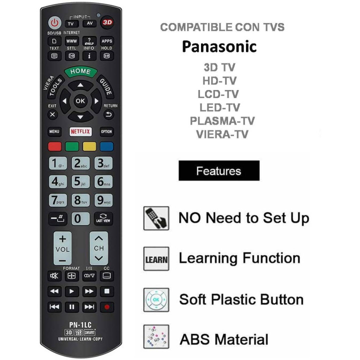 Universalfernbedienung für Panasonic mit Lernfunktion, PN-1LC