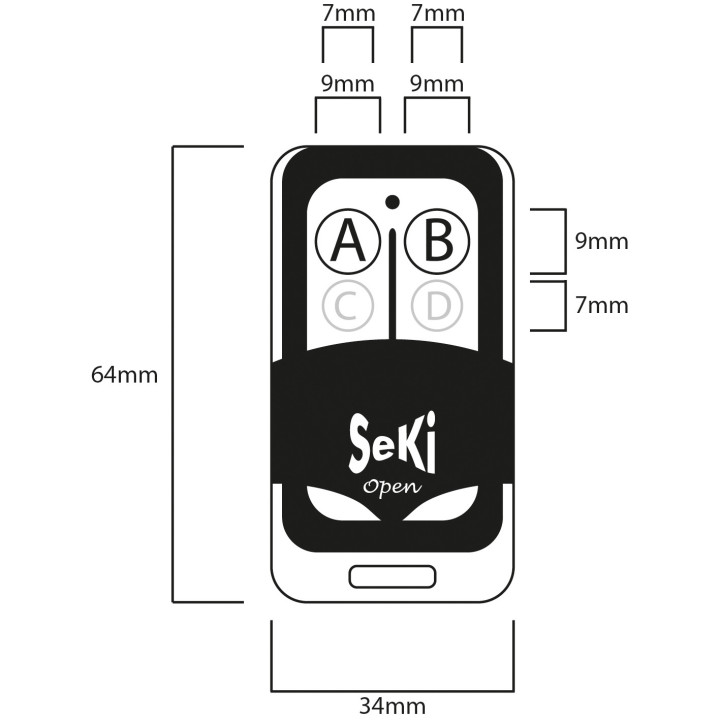 SeKi OPEN 4, lernbare 4 Kanal-Fernbedienung für Garagentore, 433,92 MHz