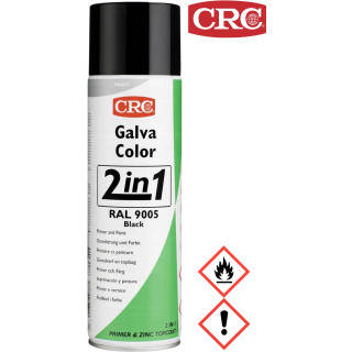CRC 20581 GALVACOLOR Korrosionsschutz-Lack mit Zweifach-Wirkung, Tiefschwarz RAL-Farbcode 9005, 500ml,