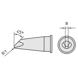 Weller LHT D 45° Lötspitze, abgeschrägt 45°, für Solarzellen-Produktion 1,8 mm