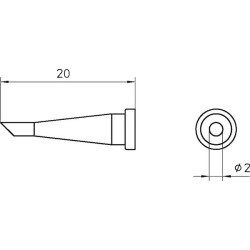 Weller LT-22CP Lötspitze, rund abgeschrägt, D: 2 mm