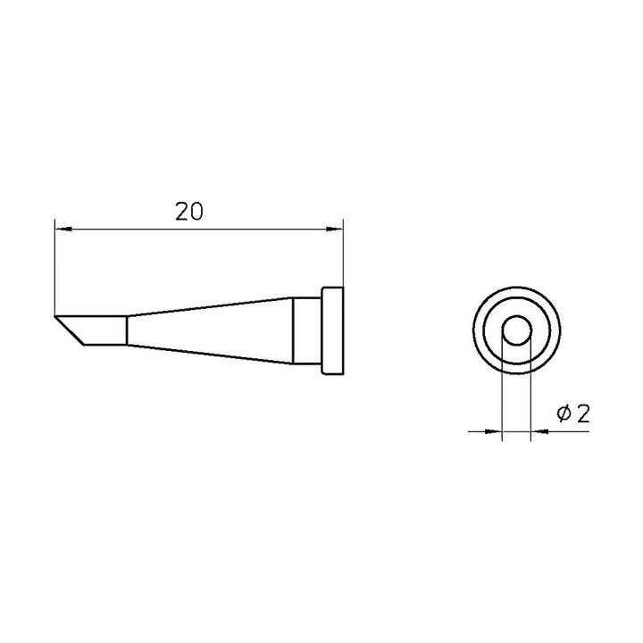 Weller LT-22CP Lötspitze, rund abgeschrägt, D: 2 mm