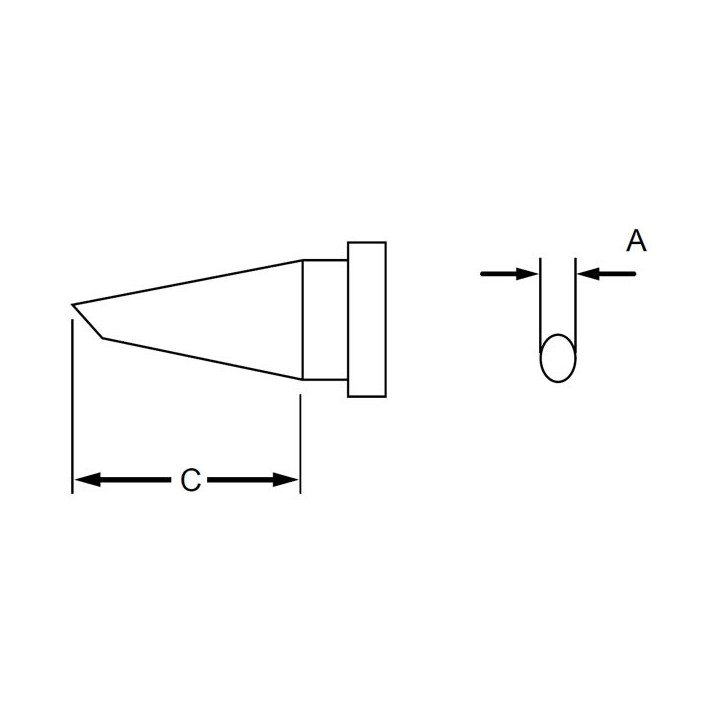 Weller LT-BB45 Lötspitze, Rundform abgeschrägt 45°, D: 2,4 mm