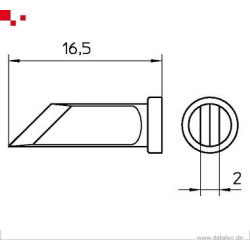 Weller LT-KNSL Lötspitze, messerförmig, 45°, Breite 2 mm