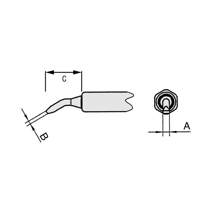 Weller NT-AX Lötspitze, Meißelform gebogen 30°, 1, 6 x 0, 8 mm