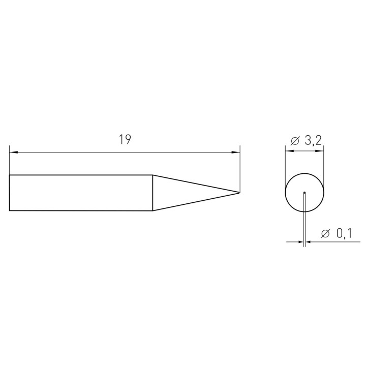 Weller Micro Lötspitze RTM 001 C MS, konisch Ø 0,1 mm, verchromt, unbenetzbar, MIL- SPEC