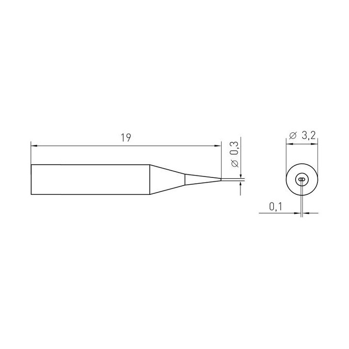 Weller Micro Lötspitze RTM 003 S NW MS, meißelform Ø 0,3 x 0,1 mm, MIL-SPEC, nicht benetzbar