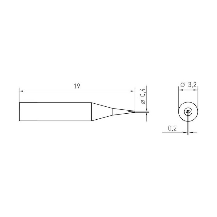 Weller Micro Lötspitze RTM 004 B MS, abgeschrägt, Ø 0,4 mm