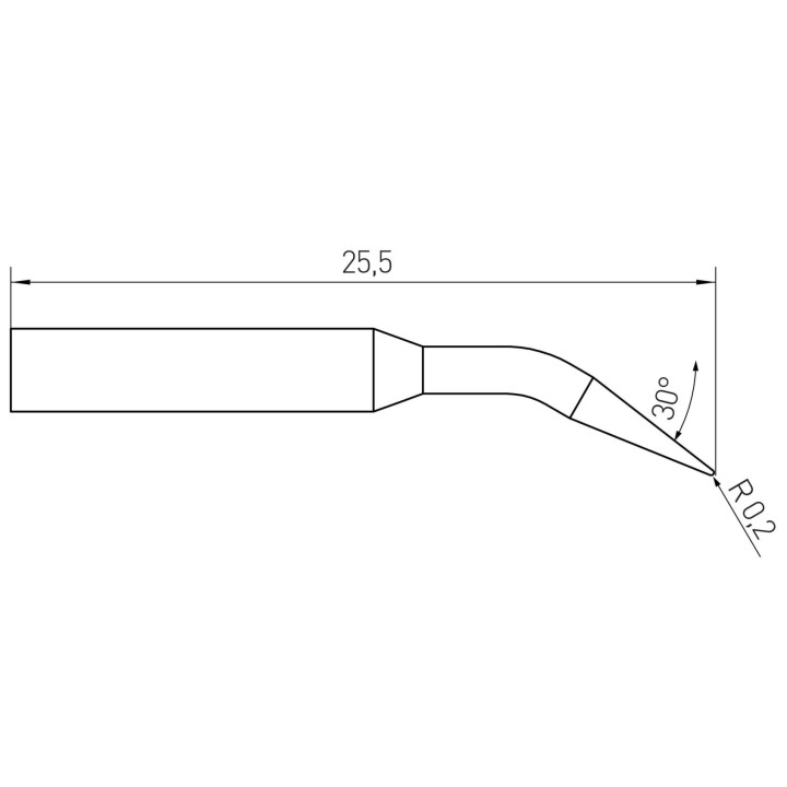 Weller Micro Lötspitze RTM 004 C X MS, konisch gebogen Ø 0,4 mm, MIL SPEC