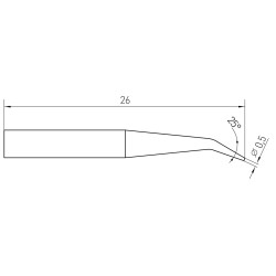 Weller Micro Lötspitze RTM 005 C X MS, konisch gebogen Ø 0,5 mm, MIL SPEC