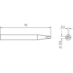 Weller Micro Lötspitze RTM 008 S MS, meißelförmig, 0,8 x 0,4 mm, MIL SPEC