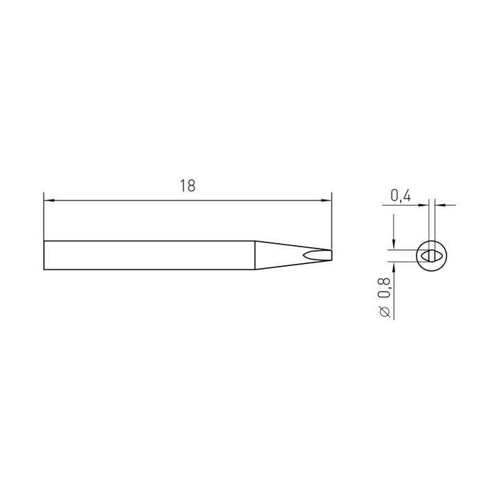 Weller Micro Lötspitze RTM 008 S MS, meißelförmig, 0,8 x 0,4 mm, MIL SPEC
