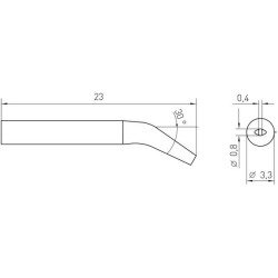 Weller Micro Lötspitze RTM 008 S X MS, meißelförmig 30° gebogen, 0,8 x 0,4 mm, MIL SPEC