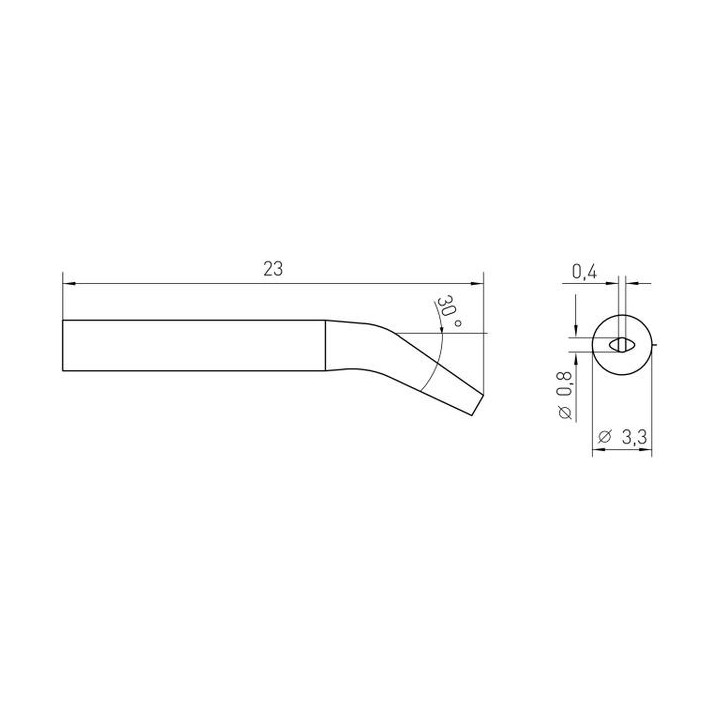 Weller Micro Lötspitze RTM 008 S X MS, meißelförmig 30° gebogen, 0,8 x 0,4 mm, MIL SPEC