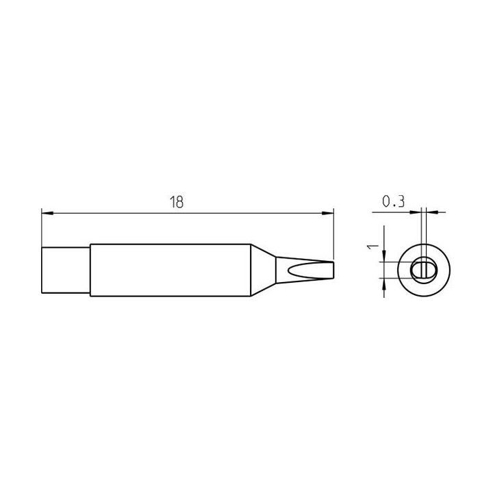Weller Micro Lötspitze RTM 010 S MS, meißelförmig Ø 1,0 x 0,3 mm, MIL-SPEC