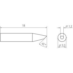 Weller Micro Lötspitze RTM 012 B MS, Rundform 45° abgeschrägt, Ø 1,2 mm, MIL SPEC
