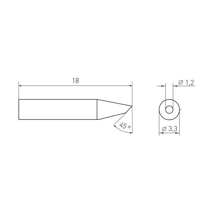 Weller Micro Lötspitze RTM 012 B MS, Rundform 45° abgeschrägt, Ø 1,2 mm, MIL SPEC