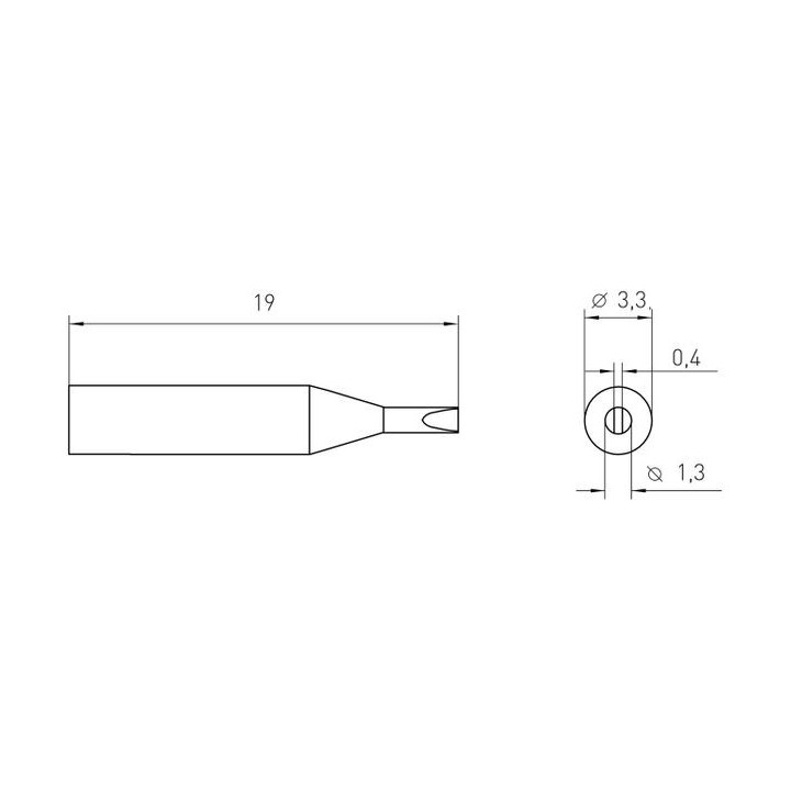 Weller Micro Lötspitze RTM 013 S MS, meißelförmig, 1,3 x 0,4 mm, MIL SPEC