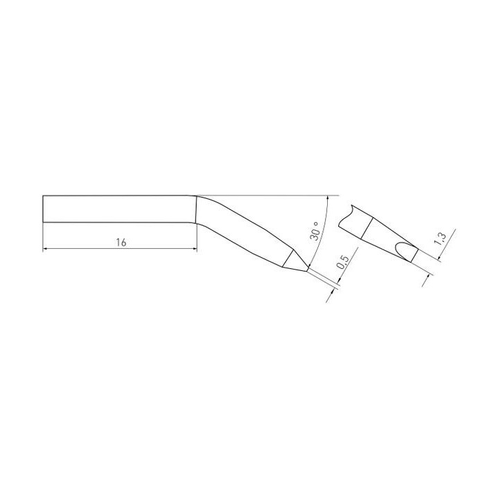 Weller Micro Lötspitze RTM 013 S X MS, meißelförmig gebogen 30°, 1,3 x 0,5 mm