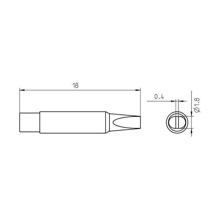 Weller Micro Lötspitze RTM 018 S MS, meißelförmig, 1,8 x 0,4 mm