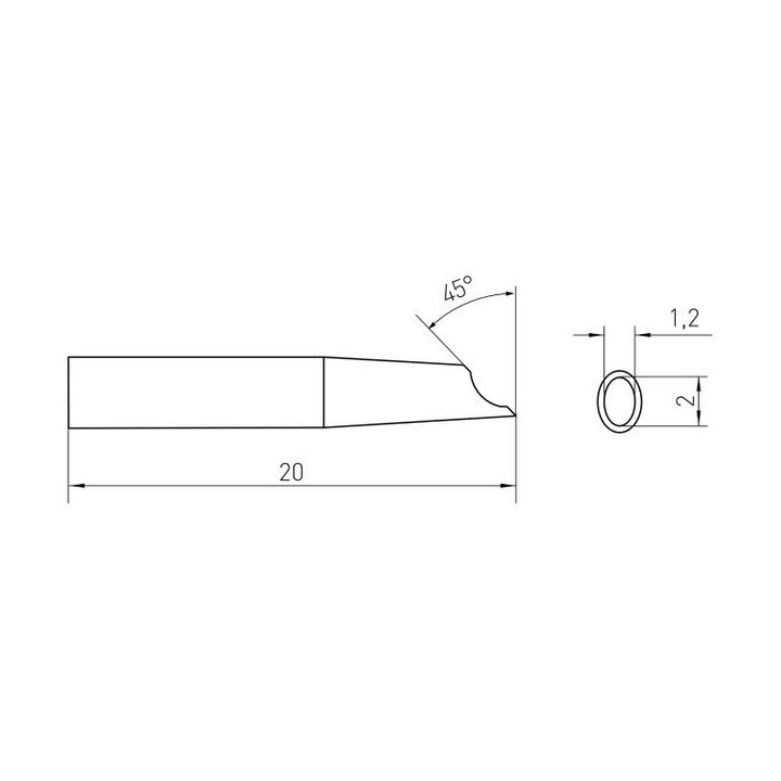 Weller Micro Lötspitze RTM 020 G MS, Lötdepot 1, 2 x 2,0 mm, MIL SPEC