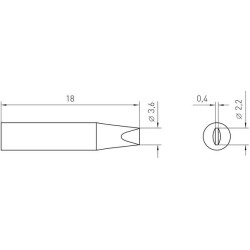 Weller Micro Lötspitze RTM 022 S MS meißelförmig, 2,2 x 0,4 mm, MIL SPEC