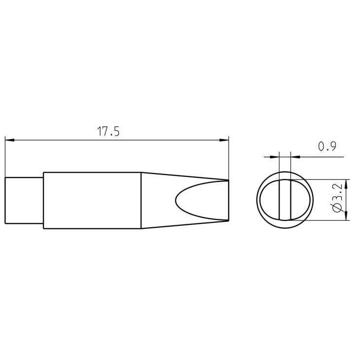Weller Micro Lötspitze RTM 032 S MS, meißelförmig Ø 3,2 x 0,9 mm, MIL-SPEC