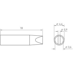 Weller Micro Lötspitze RTM 036 S MS, meißelförmig, 3,6 x 0,9 mm, MIL SPEC