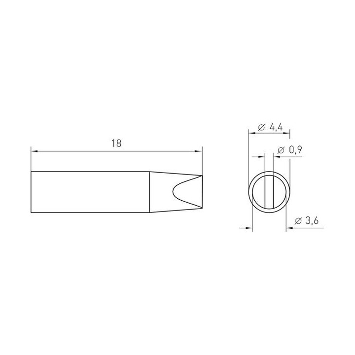 Weller Micro Lötspitze RTM 036 S MS, meißelförmig, 3,6 x 0,9 mm, MIL SPEC