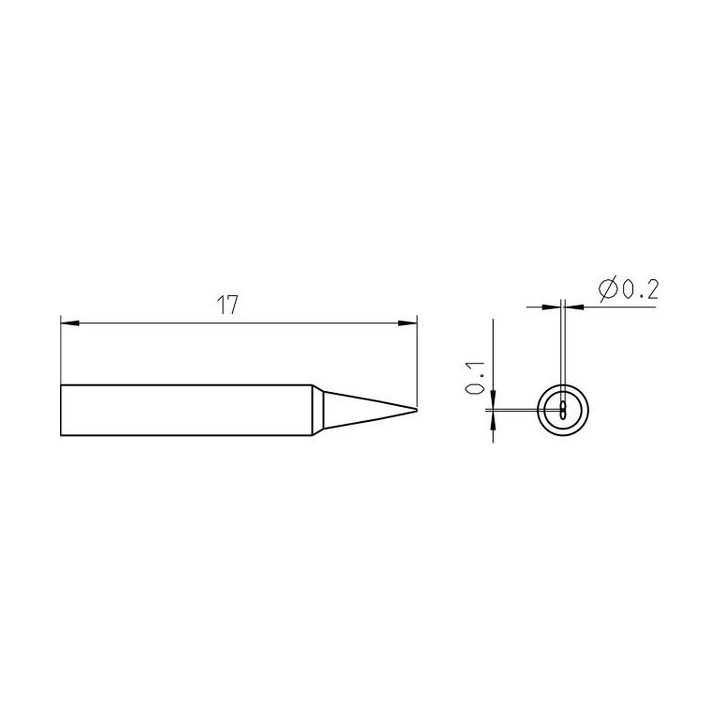 Weller Pico Lötspitze RTP 002 S NW, meißelförmig Ø 0,2 × 0,1 mm, nicht benetzbar