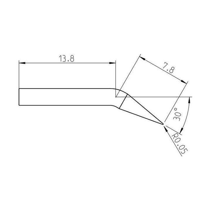 Weller Pico Lötspitze RTP 001 C X MS konisch gebogen, Ø 0,1 mm