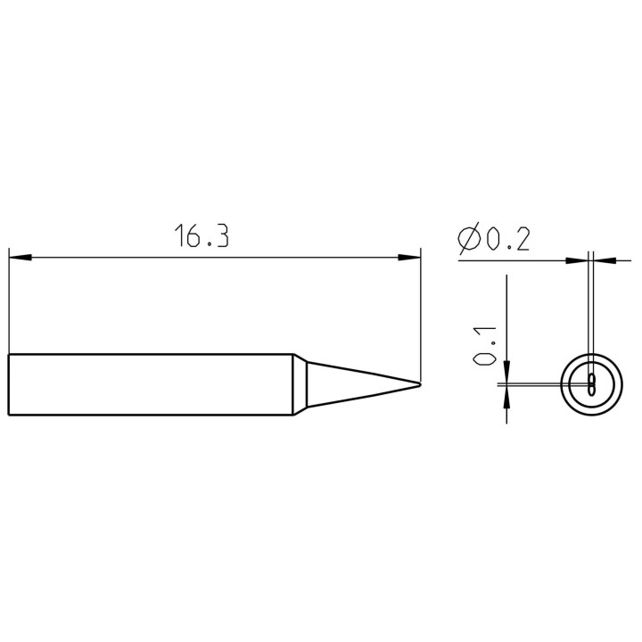 Weller Pico Lötspitze RTP 002 S NW MS, meißelförmig Ø 0,2 × 0,1 mm, MIL-SPEC, nicht benetzbar